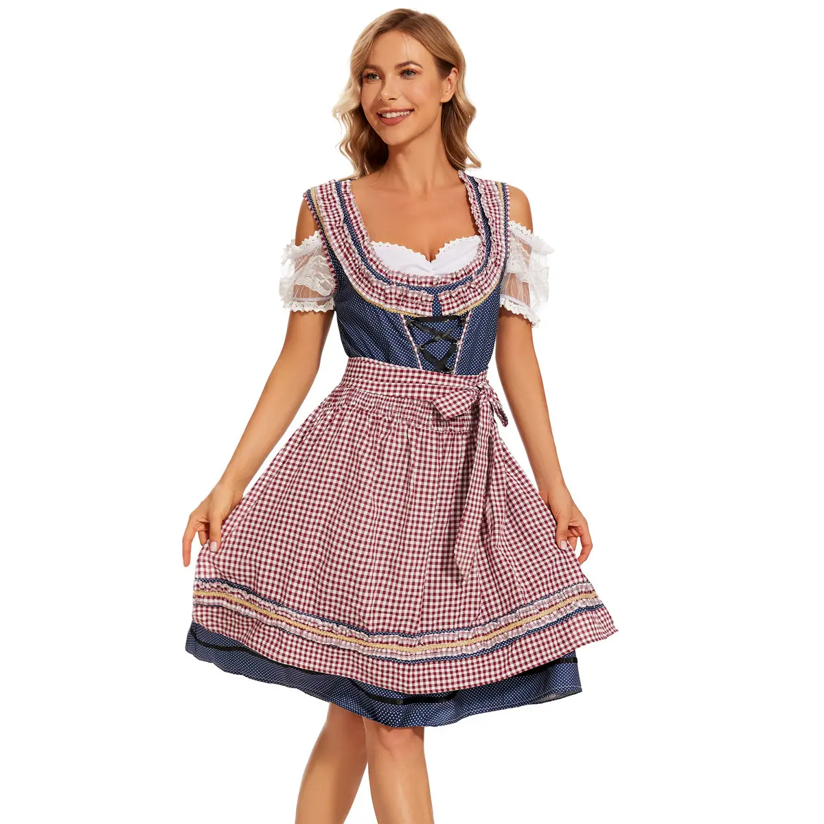 Vestido Oktoberfest Vestido Dirndl alemán para mujer Disfraces para Oktoberfest bávaro Carnaval Halloween