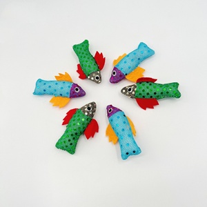 Colorido Bling pez en forma de gato de peluche de juguete gatito interactivo gato juguete masticar gato Teaser juguete con hierba gatera - Product Image 3
