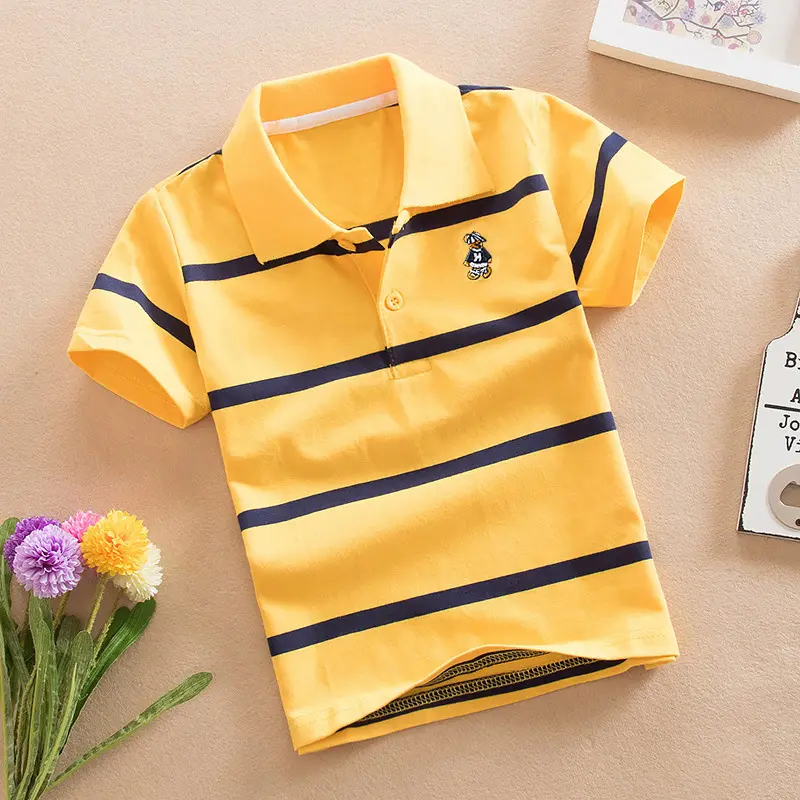 Kinder Polo Baumwolle Kleinkind Polos T-Shirt Kurzarm Schuljunge Kinder Polo-Shirts Großhandel gestreift für Kinder