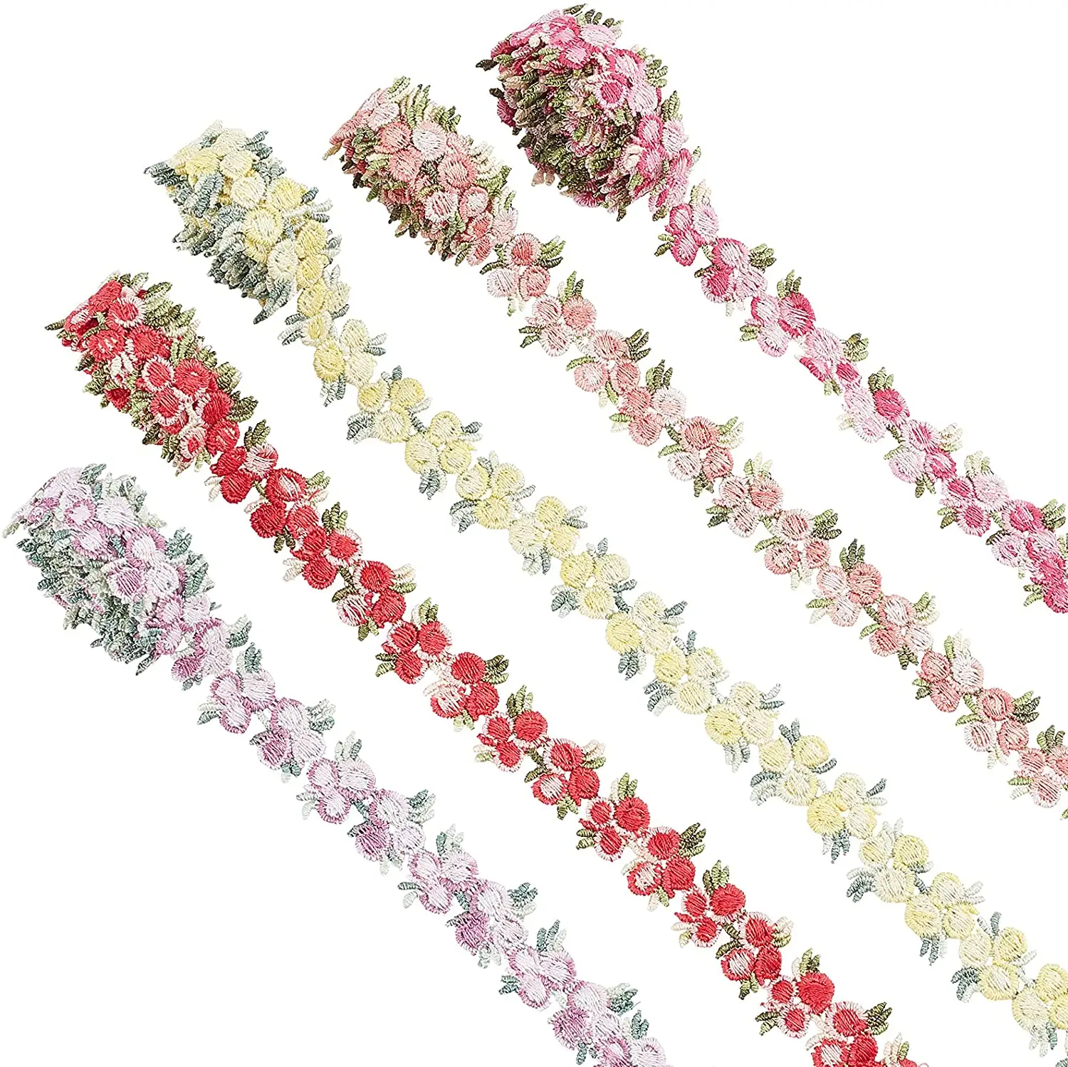 2cm Rose Flower Ribbon Trim decorazione ricamata Trim nastro in poliestere per matrimonio