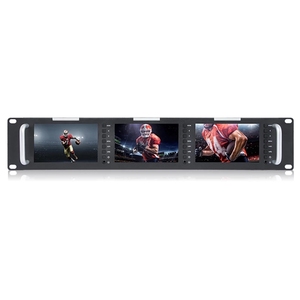 T51 Triple 2RU 800x480 Broadcast LCD Rack Mount <strong>Monitor</strong> Triple Screens for Dslr With 3G-SDI HDM AV <strong>Input</strong> and <strong>Output</strong> - Product Image 1
