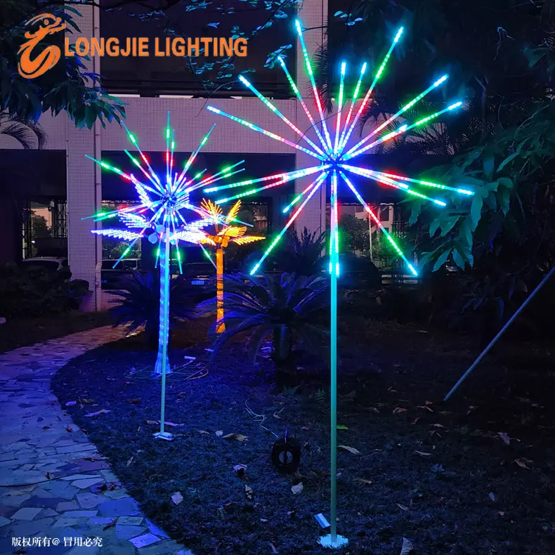 Lâmpada led 3d de decoração, h: 3m, elétrica, colorida, para áreas externas, à prova d' água, natal, estilo fogos de artifício