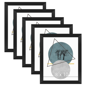8x10額縁8パック、マット付き5x7またはマットなし8x10の画像を表示、黒。額縁 - Product Image 1