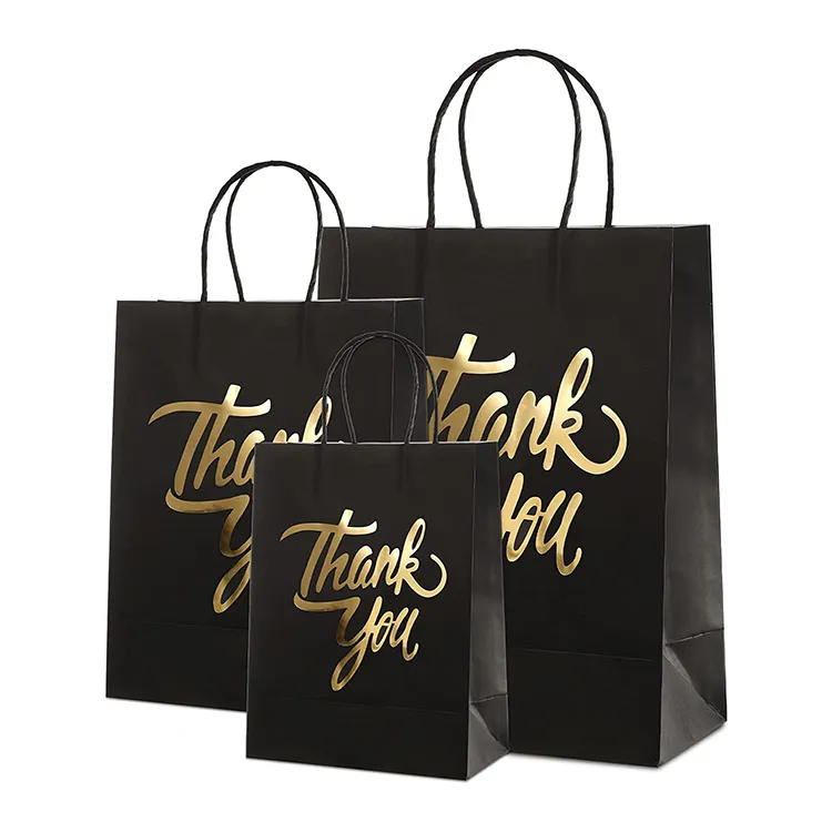 wholesale custom logo matte black large plain kraft paper shoes shopping gift carrier bag with your own logo