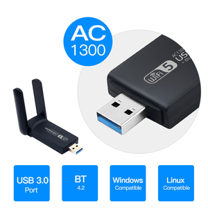 2合1 USB 3.0 WiFi蓝牙无线适配器，1300Mbps双频2.4/5ghz无线网卡接收器AC1300 WiFi 5加密狗 - Product Image 2