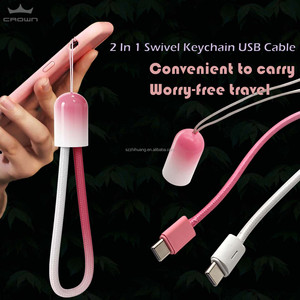 全新设计的手机配件带旋转便携式钥匙扣的USB C至C电缆3.0a快速充电电缆 - Product Image 5