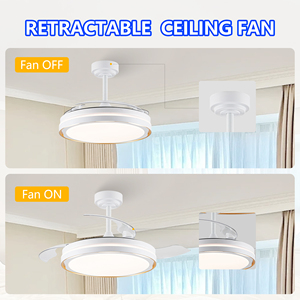 Stylish New Retractable LED Fan with Remote Control Fandelier Ceiling Mount <strong>Light</strong> 5-Year Warranty <strong>ERP</strong> CE Report Memory Fan <strong>Light</strong>