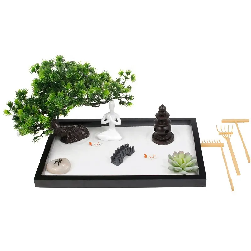 Zen Garden Sand Kit rastrelli e accessori per alberi Bonsai artificiali giardino Zen giapponese per scrivania