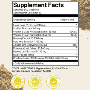 Biocaro OEM individualisierte Lions Mane Pilzkapseln für kognitive Funktion und Immununterstützung Gehirn-Supplements für Gedächtnis und Konzentration - Product Image 6
