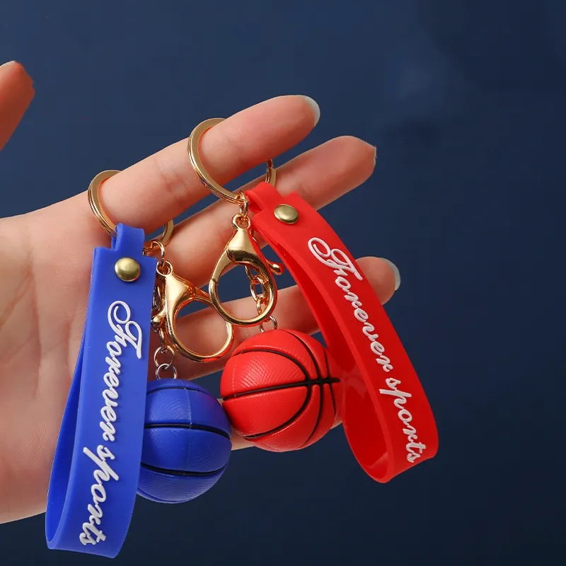 Bán buôn 3D mềm PVC Silicone Keyring Anime bóng rổ Keychains Móc chìa khóa cao su Kawaii biểu tượng tùy chỉnh Keychain