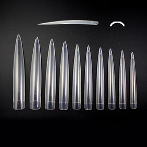 TSZS sıcak satış 10 adet/paket 2XL XXXL sivri eğrisi Stiletto yanlış Nails uzun şeffaf doğal tırnak ipuçları ekstra ABS ekran çivi - Product Image 1