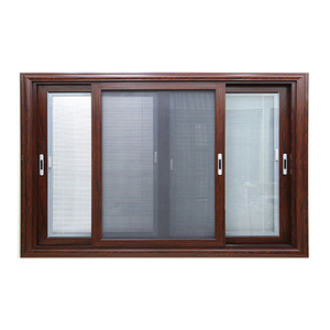 Factory Price Custom Wood Grain Color Aluminum Frame <strong>windows</strong> Brown Color Aluminium Triple Glass Ventilation Sliding <strong>Window</strong> - Product Image 1