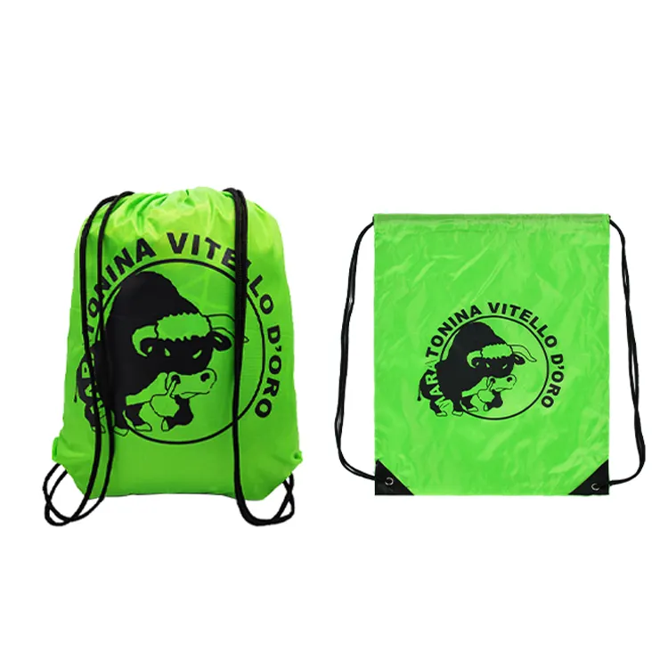 Farbe und Logo individueller Kordelzug-Rucksack Polyester Nylon personalisierte Fitness-Cinch-Tasche