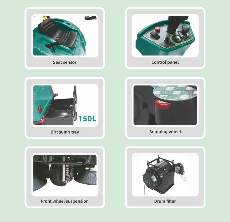 Dual Brush Auto Rider Floor Sweeper Machine for Street Cleaning