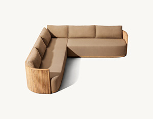 Özel dış mekan mobilyası bahçe veranda tik ahşap kapı kesit koltuk takımı - Product Image 5