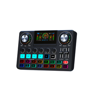 Podcast Mixer StudioサウンドカードオーディオインターフェースマイクキットオーディオインターフェースDjミキサーサウンドカードデスクトップマイク付きSing - Product Image 1