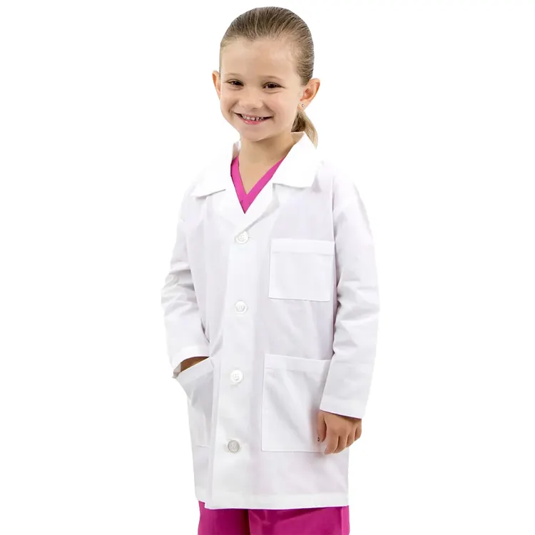 Venta caliente niños de laboratorio abrigos barato niño laboratorio abrigo de los niños bata de laboratorio
