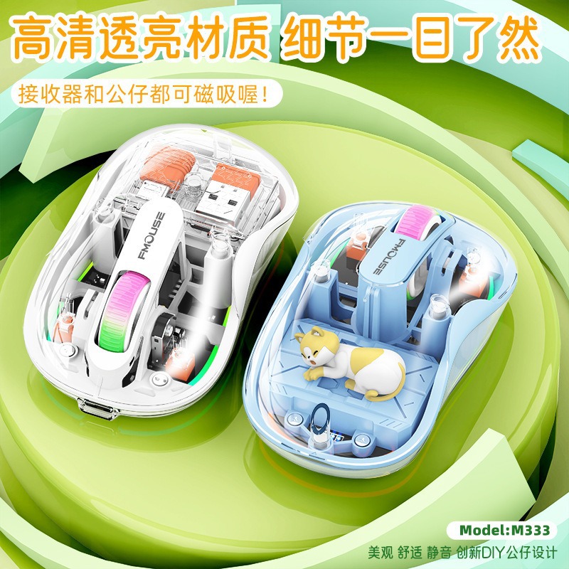 M333 récepteur double Bluetooth sans fil + poupée blanc givré