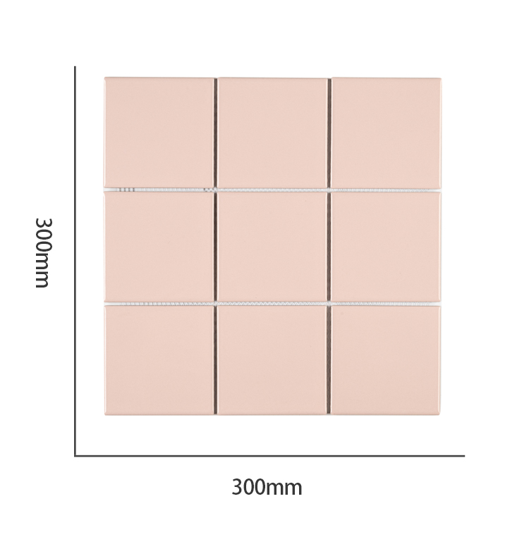 Sheet size 300x300 mosaic tiles kitchen wall big square design pink glossy mosaic