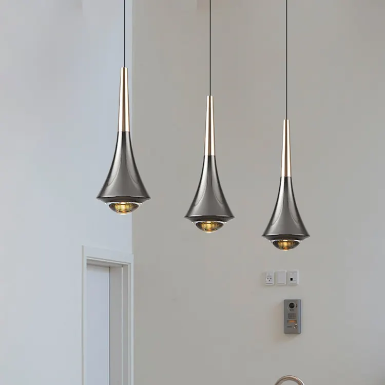 Lâmpada de metal para decoração de sala de jantar, luminária suspensa de vidro alumínio 7w, mini luminária pendente LED