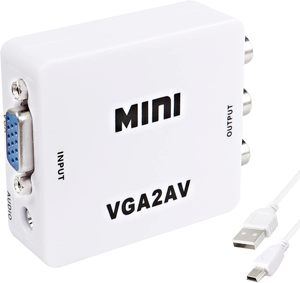 HD 1080P Audio Video Converter PC <strong>to</strong> TV with USB Power Cable <strong>VGA</strong> <strong>to</strong> AV <strong>RCA</strong> Composite Converter Adapter Box - Product Image 1