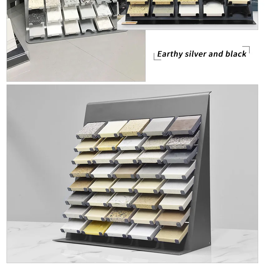 Custom Logo Granite Sample Black Tile Desktop Racks Tabletop Quartz And Ceramic Stand Countertop Stone Displays Rack