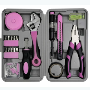 PeaktopスモールDIY家庭用ミニツールセットスターターベーシックレディースDIYツール女性用ピンクツールキット - Product Image 2