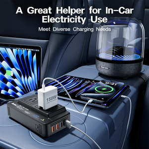 Inversor de corriente de salida de 12V CC a CA 220V 110V, inversor de coche con adaptador de coche USB Dual 5V4.8A, EE. UU., Reino Unido para múltiples dispositivos de menos de 200W - Product Image 4