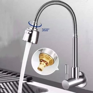 <strong>Cheap</strong> 304 Stainless Steel Wall-Mounted Faucet Pull-down Dual Function Sprayer Basin Faucets Single Cold Water <strong>Mixer</strong> - Product Image 2