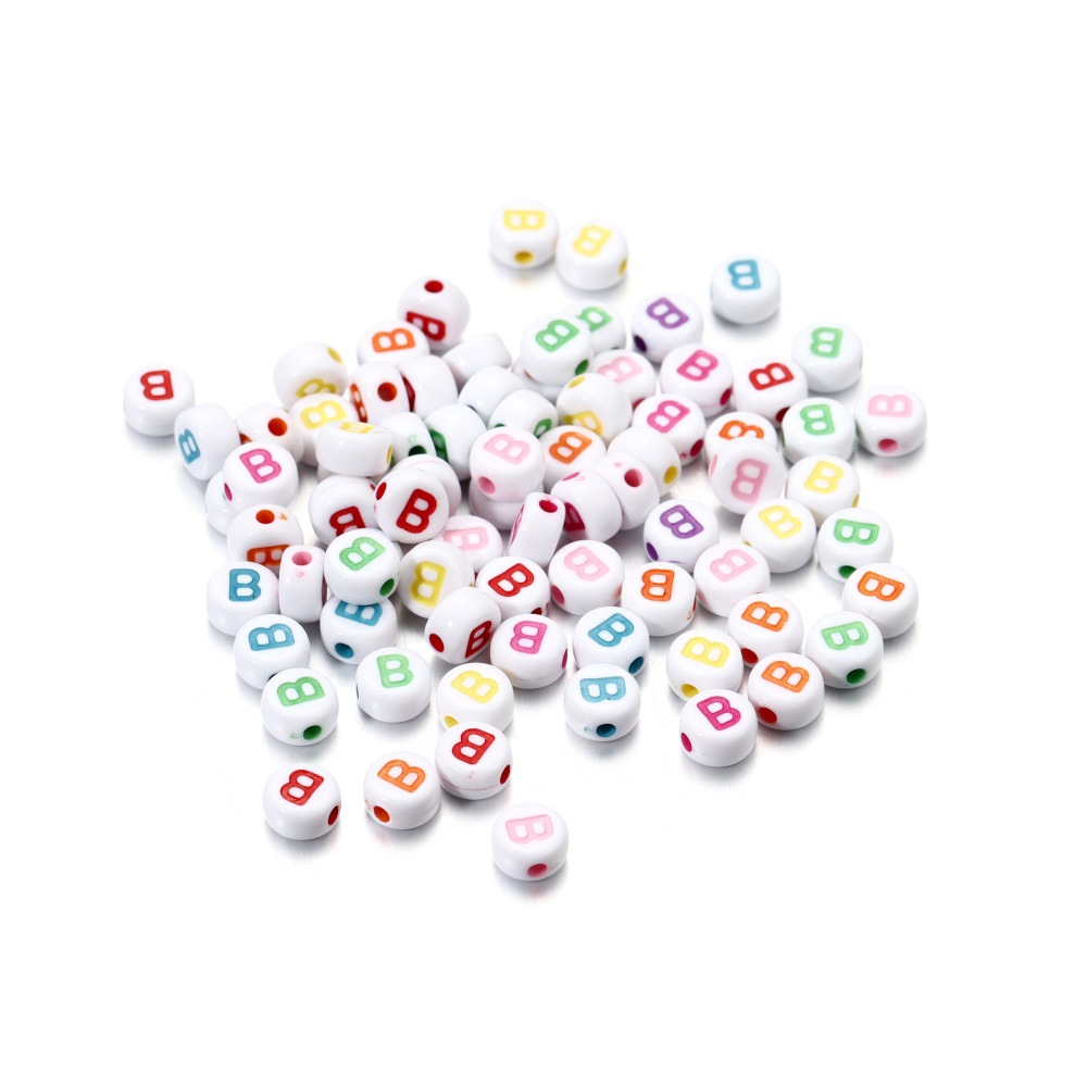 Fond blanc avec lettres rondes colorées B