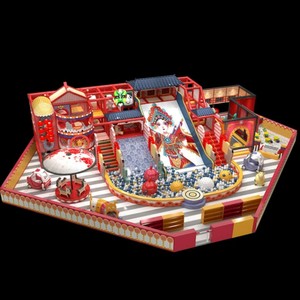 子供用屋内遊園地設備スペース探査をテーマにしたトランポリンスライドとソフトプレイエリア屋内遊園地