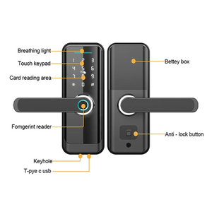 Ev apartman biyometrik parmak izi kartı şifre anahtar elektronik anahtarsız giriş TTLock BLE Tuya App Wifi madde akıllı kapı kilidi - Product Image 4
