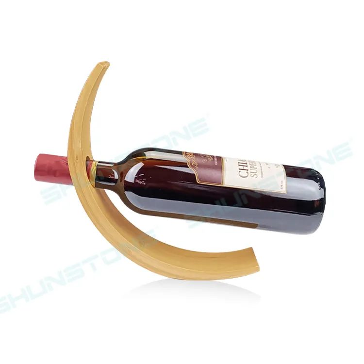 Venta al por mayor de soporte creativo de bambú para botellas de vino de bambú mesa de madera encimera de un solo estante de soporte para botellas de vino