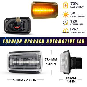 ไฟแสดงสถานะด้านข้าง LED สีดำแบบไดนามิกสำหรับวอลโว่ C70 S40 S71 V40 V70 V70XC สัญญาณไฟเลี้ยวหมายเลข9178885 9190169 - Product Image 2