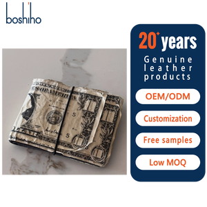 Boshiho hóa đơn tiền in 100 đô la hóa đơn tiền Ví làm bằng tay cổ điển Bifold ngắn chủ thẻ tín dụng tùy chỉnh theo thiết kế - Product Image 1