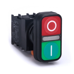 Elektrischer 22mm 10A grüner und roter Multi 2-Wege-Doppelkey1NO 1NC Start-und Stopp-Drucksc halter mit doppelter Position und Licht - Product Image 3