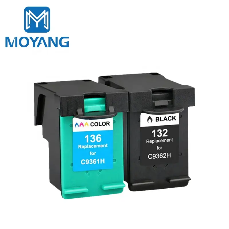 Moyang cartucho de tinta compatível para hp132 hp136 132xl 136xl usado para hp 132 136 deskjet 5420 6310 5440 5440xl 5442 5443 impressora