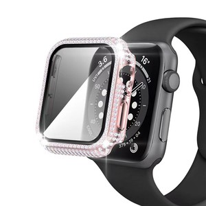 2022ダイヤモンドウォッチカバーケース内蔵スクリーンプロテクター強化ガラスAppleWatch用41mm 45mm Iwatchシリーズ7 Seカバー用 - Product Image 5