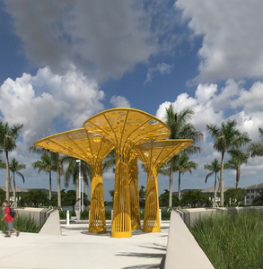 Blve vườn trang trí nghệ thuật dân gian kích thước lớn hiện đại trừu tượng tượng trắng thép không gỉ Lá Điêu Khắc với ánh sáng - Product Image 3