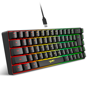 Venta al por mayor HXSJ V200 teclado de membrana de 68 teclas duradero silencioso RGB retroiluminado ABS Tipo-C Teclado mecánico para juegos para ordenador - Product Image 5
