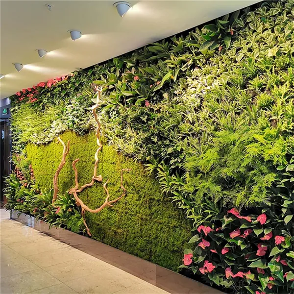 جديد تصميم مخصص الغابة نمط الرأسي النباتات جدار الاصطناعي نبات معلق علي الحائط الأخضر العشب جدار للمنزل الديكور