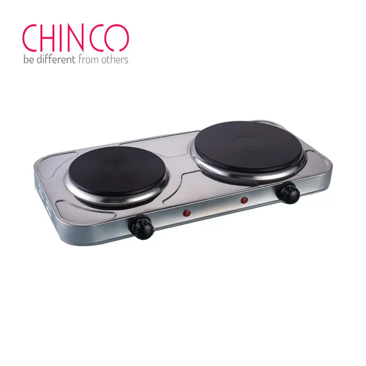 Chinco 220V Dubbele Brander S/S Behuizing Elektrische Hete Plaat Kachel Koken Voor Koken Camping