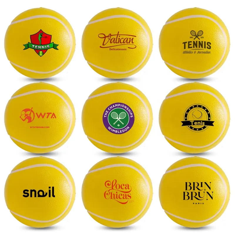 Commercio all'ingrosso colore personalizzato Tennis Softball Stress PU schiuma forma Tennis giocattoli sportivi promozionale schiuma di poliuretano palla antistress