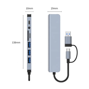 8พอร์ต8อิน1 USB 3.0 Type C ไปยัง USB 2.0 3.5มม. ตัวอ่านการ์ด SD/TF 8-in-1ตัวแปลงอะแดปเตอร์ตัวแปลง USB ฮับ Docking Station - Product Image 6