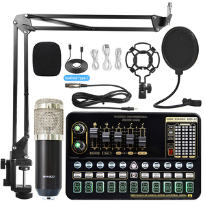 Interfaz de audio profesional Tarjeta de sonido y mezclador con juego de micrófono BM800 para computadora Karaoke Grabación de transmisión en vivo