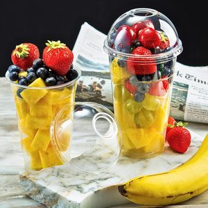 Tek kullanımlık kapaklı geri dönüşümlü <span class=keywords><strong>9oz</strong></span> soğuk şeffaf plastik yüzlü fincan Pla Pp Pet suyu içecek paket Parfait bardaklar 90mm çap