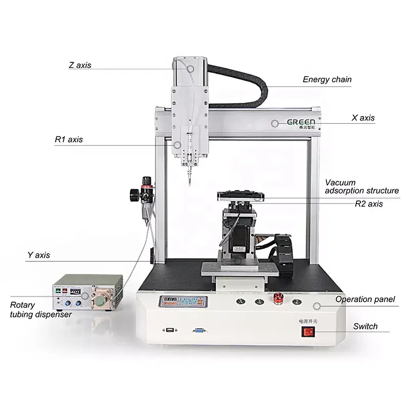 Máquina aplicadora de cola semi automática de fluido industrial com função rotativa para cola fria epóxi máquina adesiva múltipla cola