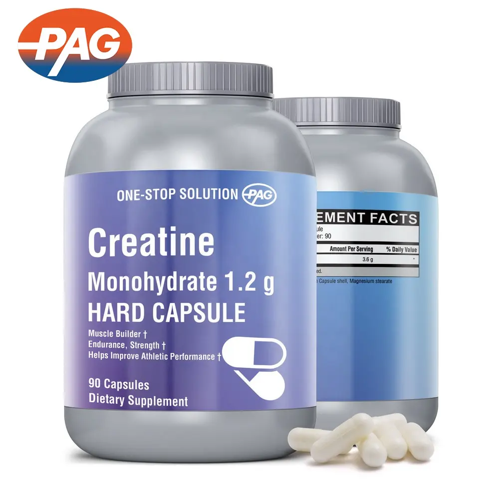 Nhãn Hiệu Riêng Thể Thao Bổ Sung Creatine Monohydrate Pro 1.2G Cơ Bắp Mở Rộng Sản Phẩm Monohydrate Creatine Viên Nang