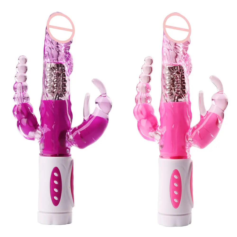 Wholesale Amazon G spot Female rotating double head dildo for women adult sex toys rabbit vibrator