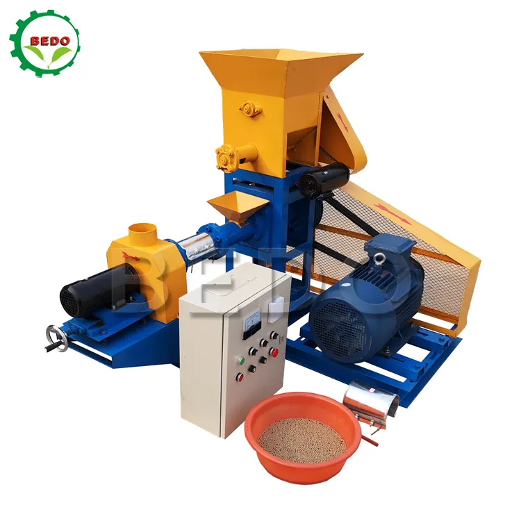 Small Floating Fish Feed Pellet Making Machine Automatic OEM Pellet Size 1-8mm Wheat Bran Bone Meal Pet Dog Food Extruder